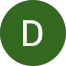 A green circle with a white, capital letter D centered inside.